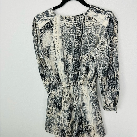 Zara Black Grey White Python Snake Print Button Down Long Sleeve Dress - Picture 7 of 10